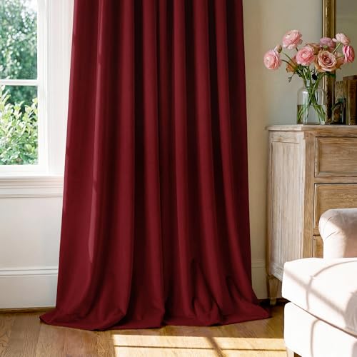 StangH Red Velvet Curtains Short Chrismas Bedroom Drapes, W52 x L72, 2 Pcs | 300GSM Soft Velvet Thick Texture, Window Treatment, Privacy, Theater, Noise Reduction, Kitchen, Living room, Panel Blinds - color: Red Series - Red, size: 52"W x 72"L (Pack of 2)