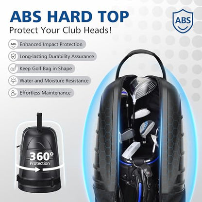 Golf Travel Bags for Airlines with Wheels, Hard Case Top and 1680D Heavy Duty Oxford Protect Golf Clubs, Lightweight and Easy to Maneuver - color: Black & Gray