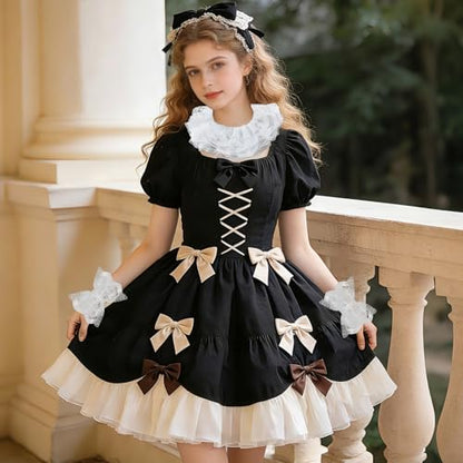 Clown Collar and Cuffs Set, White Black Lace Neck Ruffle Collar, Detachable Clown Costume Accessories - color: White and Black