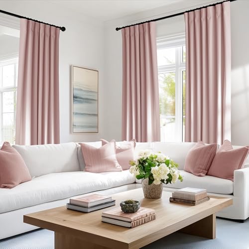 PONY DANCE 100% Blackout Curtains for Nursery Bedroom 84 inches Long, 2 Pcs - color: Dusty Pink, size: 52"W x 84"L (Pack of 2)