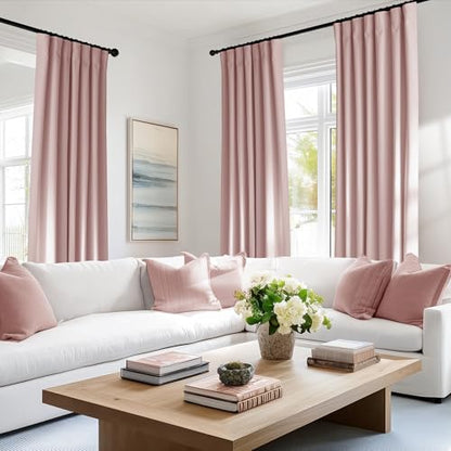 PONY DANCE 100% Blackout Curtains for Nursery Bedroom 84 inches Long, 2 Pcs - color: Dusty Pink, size: 52"W x 84"L (Pack of 2)