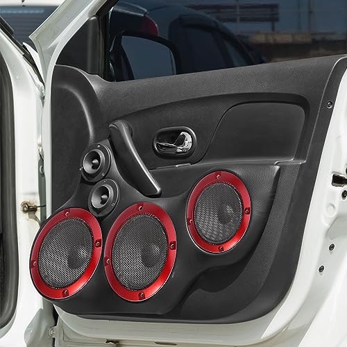 X AUTOHAUX 2pcs 3" Red Car Audio Speaker Cover Mesh Subwoofer Grill Horn Glossy Guard Protector - color: Red