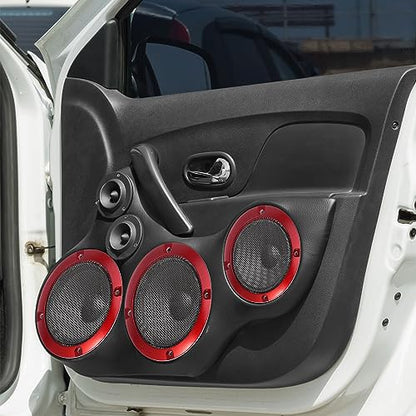 X AUTOHAUX 2pcs 3" Red Car Audio Speaker Cover Mesh Subwoofer Grill Horn Glossy Guard Protector - color: Red