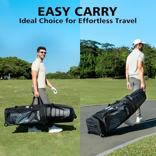 Golf Travel Bags for Airlines with Wheels, Hard Case Top and 1680D Heavy Duty Oxford Protect Golf Clubs, Lightweight and Easy to Maneuver - color: Black & Gray