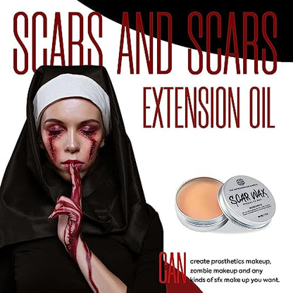 VIOLA HOUSE SFX Makeup Kit, Halloween Special Effects Makeup, 6 Colors Bruise Wound Face Body Paint + Scar Wax + Scar Oil + Liquid Latex + Fake Blood + Spatula + Stipple Sponge + Brush.