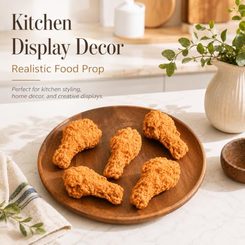 5 Pcs Simulated Chicken Legs Fake Food Model Simulated Model Lifelike Fake Fried Chicken Kitchen Home Party Decoration Display Photography Props