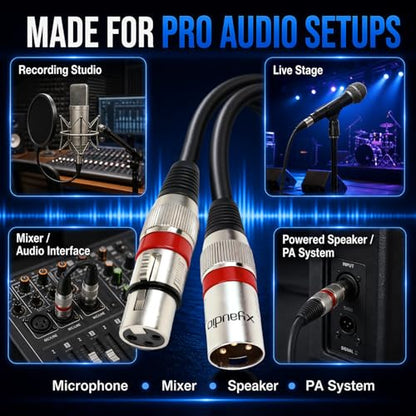 Balanced XLR Cable, 6ft 6 Packs, 3 Pin Male to Female Microphone Cable, XLR to XLR Mic Cable for Speaker or PA System, PVC Jacket - size: 6 Feet, style: 6 pack