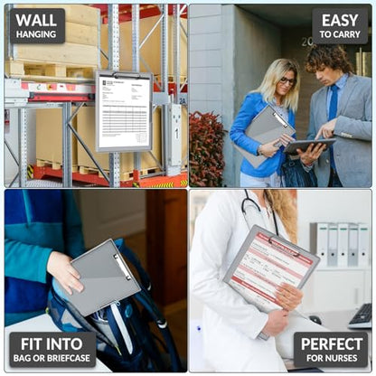 Sooez Nursing Clipboard with Storage, Clear Top Clip Boards 8.5x11, Gray | Heavy Duty Plastic, Dry Erase, High Capacity, Nurse Essentials, Dental Assistant, Teacher & College School Office Supplies - color: Gray