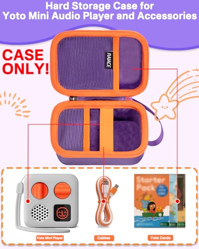RAIACE Hard Storage Case Compatible Yoto Mini Audio Player, With Mesh Pocket for Cards, Cables and Accessories. (Case Only) - Purple - color: Purple