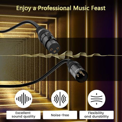XLR Microphone Cable 50FT 4 Pack, Gold-Plated 3 Pin XLR Male to Female Balanced Mic Audio Cord, AL & OFC Dual Shielded Patch Cable for Speaker, Podcast, Mixer, Amplifier, Recording - size: 50FT