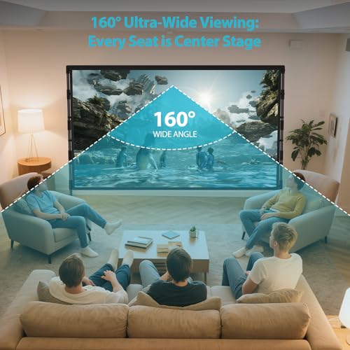 120 Inch Outdoor Projector Screen with Stand, Black Backing Screen - size: 120 inches (106.3 x 78.7 inches)