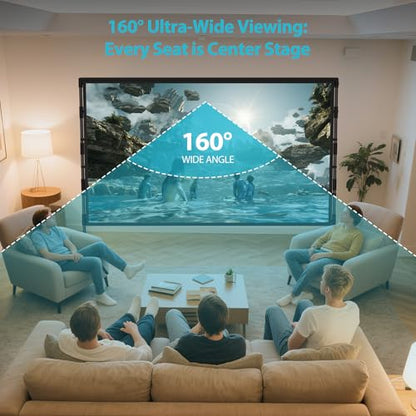 120 Inch Outdoor Projector Screen with Stand, Black Backing Screen - size: 120 inches (106.3 x 78.7 inches)