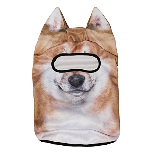 WTACTFUL 3D Animal Ears Balaclava, Breathable Face Mask for Halloween | Stand-Up Ears, Windproof Dustproof, Quick-Dry, No Fade Print, Soft, for Music Festivals Raves Ski Snowboard Moto Party - color: Shiba Inu Meb-03