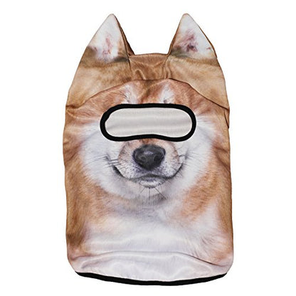 WTACTFUL 3D Animal Ears Balaclava, Breathable Face Mask for Halloween | Stand-Up Ears, Windproof Dustproof, Quick-Dry, No Fade Print, Soft, for Music Festivals Raves Ski Snowboard Moto Party - color: Shiba Inu Meb-03