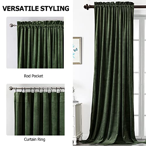 Benedeco Olive Green Velvet Blackout Curtains 52x84, 2 Panels | Elegant Room Darkening Thermal Insulated Noise Reducing Velvet Drapes with Back Tab and Rod Pocket for Living Room, Bedroom - color: Olive Green, size: 52"W x 108"L (Pack of 2)
