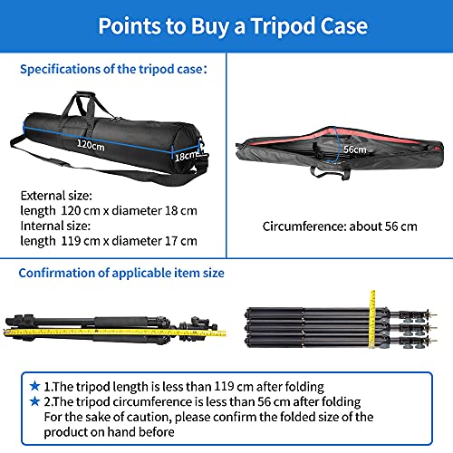 HEMMOTOP Tripod Bag All-Around Thick Padded Case Portable 47x7 in -R12018 | Heavy Duty, Nylon, Hand-Held and Shoulder-Back, 2 Zippered Pockets, for Carrying Speaker Stand, Fishing Pole, Telescope - size: 47" L x 7" D