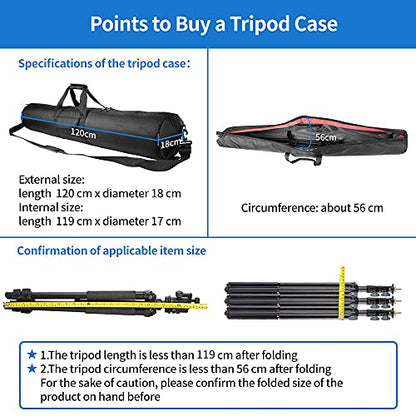 HEMMOTOP Tripod Bag All-Around Thick Padded Case Portable 47x7 in -R12018 | Heavy Duty, Nylon, Hand-Held and Shoulder-Back, 2 Zippered Pockets, for Carrying Speaker Stand, Fishing Pole, Telescope - size: 47" L x 7" D