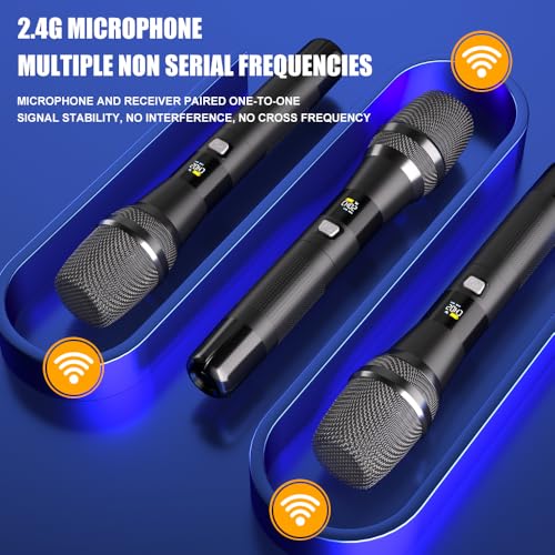 AX322 Professional UHF Wireless Dynamic Microphone Set, Dual Microphones with Rechargeable Receiver, Plug and Play, Suitable for Karaoke and Musical Instruments - color: AX322