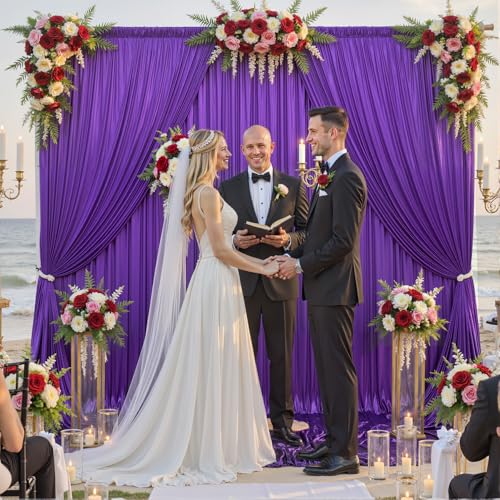 Besutolife Sequin Backdrop Curtains, 20×10 ft Sparkle Wedding & Party Backdrop Drapes with Wrinkle-Resistant Design, Glitter Photography Background for Bridal Showers, Birthdays, Baby Showers - color: Purple, size: 5x10 ft (4 Panels)