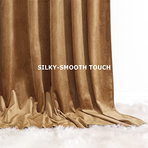 Benedeco Camel Velvet Blackout Curtains 52x84, 2 Panels | Elegant Room Darkening Thermal Insulated Noise Reducing Velvet Drapes with Back Tab and Rod Pocket for Living Room, Bedroom - color: Camel, size: 52"W x 84"L (Pack of 2)