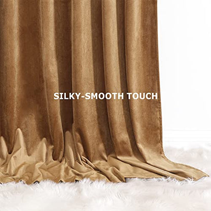 Benedeco Camel Velvet Blackout Curtains 52x84, 2 Panels | Elegant Room Darkening Thermal Insulated Noise Reducing Velvet Drapes with Back Tab and Rod Pocket for Living Room, Bedroom - color: Camel, size: 52"W x 84"L (Pack of 2)