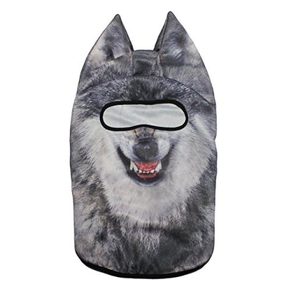 WTACTFUL 3D Animal Ears Balaclava, Breathable Face Mask for Halloween | Stand-Up Ears, Windproof Dustproof, Quick-Dry, No Fade Print, Soft, for Music Festivals Raves Ski Snowboard Moto Party - color: Gray Coyote Meb-10