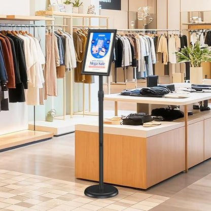 Hemndic Sign Stand 11x17 inch, Adjustable Floor Standing Sign Holder, 360° Rotation Sign Holder Stand with Snap-Open Frame, Outdoor Indoor Pedestal Sign Holder Display - size: 11 x 17 inch