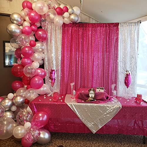 JYFLZQ Hot Pink Sequin Backdrop Curtains for Party 2ft x 8ft 2Panel - color: Hot Pink, size: 2 ft x 8 ft - 2 Panels