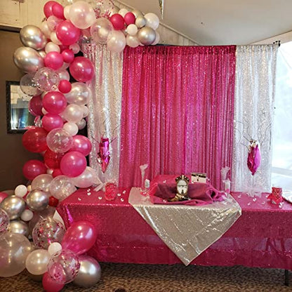 JYFLZQ Hot Pink Sequin Backdrop Curtains for Party 2ft x 8ft 2Panel - color: Hot Pink, size: 2 ft x 8 ft - 2 Panels
