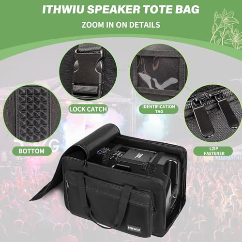 Speaker Carrying Bag with Thickened Sponge for Compact 15" Speaker Cabinets; Heavy-Duty Fits QSC K15, Yamaha DXR15 and more (IT-TOTE15), Black - size: 15'' Speaker