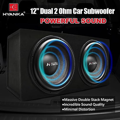 H YANKA BSF-12-2 12 Inch Subwoofer - 1800W MAX Power 12 Inch Paper Cone Subwoofer Car Audio, Black Aluminum Basket, 2.5“ Dual Voice Coil 2 Ohm Impedance 12" Subwoofer for Cars - size: 12 Inch, style: Dual 2 Ohm