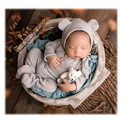 Zeroest Newborn Photography Bear Outfit Baby Photoshoot Props | New Born Boy Girl Hat Clothes Set, Infant Photo Prop Outfits - color: Light Blue