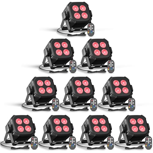Mini Stage Lights, Corded 4 * 8w Led Par Lights, Lightweight RGBW 4IN 1 Uplights with DMX512, Sound-Activated Controlled, 4/8 CH Par Can for Party, Home, Disco, 10 Pack - color: 10 PACK