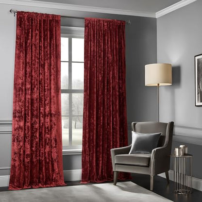 HPD Half Price Drapes Lush Crush Velvet Curtains - Room Darkening Curtain 84 Inches Long for Bedroom & Living Room, Luxury Look, Rod Pocket Design, (1 Panel), 50W x 84L, Ruby Red - color: Ruby Red, size: 50"W x 84"L (Pack of 1)