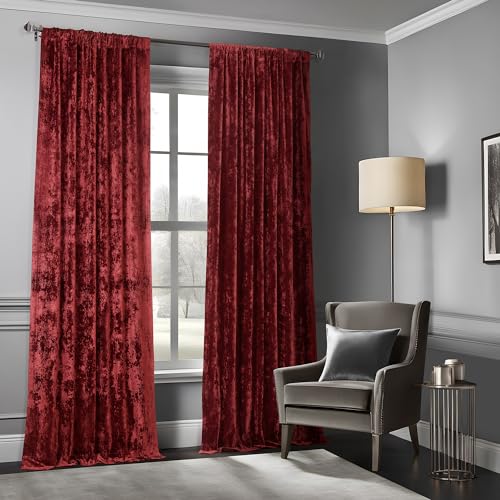 HPD Half Price Drapes Lush Crush Velvet Curtains - Room Darkening Curtain 108 Inches Long for Bedroom & Living Room, Luxury Look, Rod Pocket Design, (1 Panel), 50W x 108L, Ruby Red - color: Ruby Red, size: 50"W x 108"L (Pack of 1)