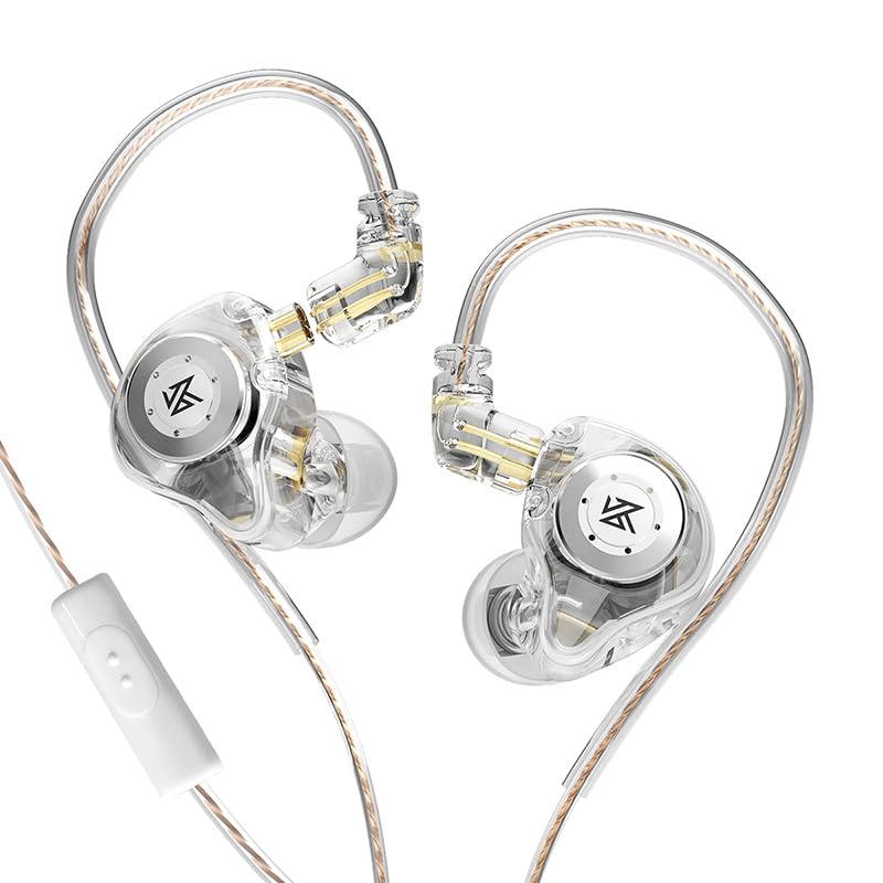 KZ EDX PRO in Ear Monitor IEM Wired Earbuds Earphones 1DD Wired Ear Buds HiFi Deep Bass with 1DD New 10mm Dynamic Driver Over Ear Headset with Detachable Cable - color: White, style: with Mic