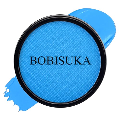 BOBISUKA Sky Blue Face Body Paint, Water-Based Face Painting Kit & Body Paints,Safe Non-Toxic Facepaint for Halloween Stitch Mermaid Sally Corpse Bride Emo Makeup Costume Cosplay Party Theater & Stage - color: Sky Blue