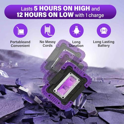 Rechargeable Black Light, Portable UV Blacklight Flood Light for Glow Parties, Body Paint, Night Fishing, Fluorescent Reactive Decorations, Halloween, Outdoor Events, IP65 Waterproof, 2 Pack