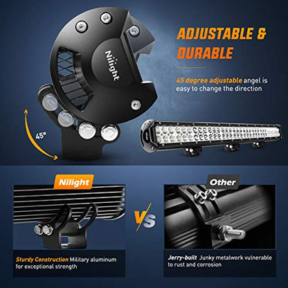 Nilight - 60009C-A 31" 198W Led Light Bar Flood Spot Combo Off Road Work Light Driving Fog Lights for SUV Boat 4x4 Jeep Lamp,2 Years Warranty - size: 31" 198W Combo Light Bar