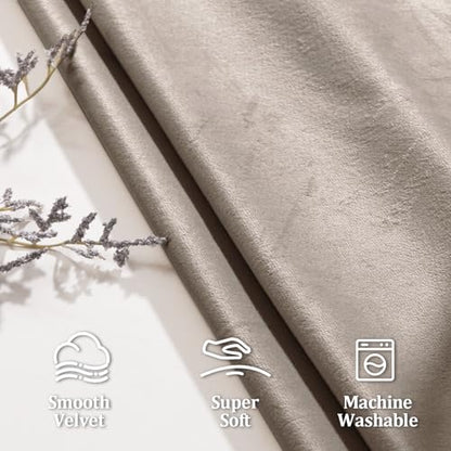 JIUZHEN Taupe Velvet Blackout Curtains 84 Inch for Living Room/Bedroom - color: Taupe, size: 42"W x 84"L (Pack of 2)