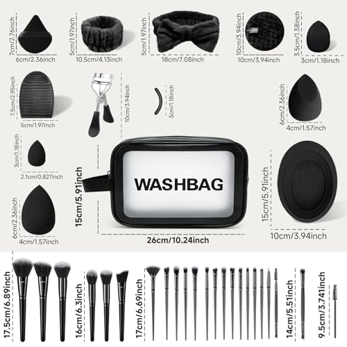 Makeup Brush Set, 62Pcs Makeup Brushes Set Professional, Multi-functional Makeup Brush Sets & Kits with Case Facial Makeup Accessories, Foundation Makeup Brush Kit Eye Make up Brushes & Tools - color: Black