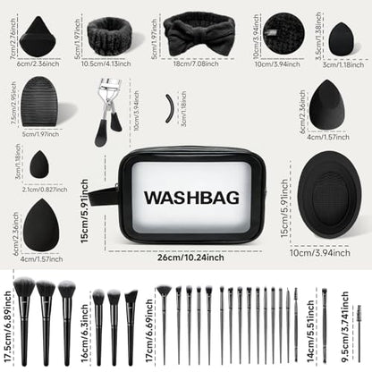 Makeup Brush Set, 62Pcs Makeup Brushes Set Professional, Multi-functional Makeup Brush Sets & Kits with Case Facial Makeup Accessories, Foundation Makeup Brush Kit Eye Make up Brushes & Tools - color: Black
