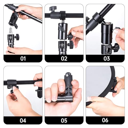 Extendable Reflector Holder Arm with 78.7"/2m Tripod Light Stand, Photo Telescopic 25.5" to 47.2" Boom Arm 360° Swivel Reflector Bracket for Product Portrait Studio Outdoor Photography - style: Reflector Holder w/Stand