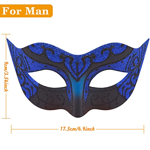 SIQUK Couple Masquerade Masks Set Venetian Party Mask Costume Mask - color: Black & Blue