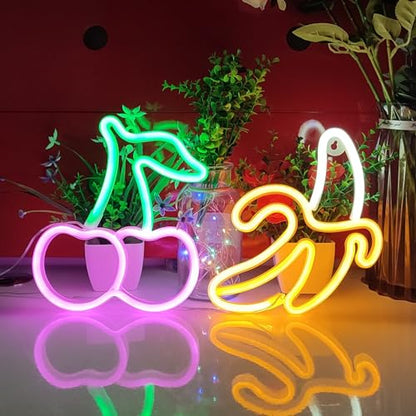 JYWJ Banana LED Neon Signs Desktop Wall Decoration Light | USB or Battery Powered, 3-AA Battery Option, Party Decoration, Business Decor Use, Desktop & Wall Mount - style: Banana