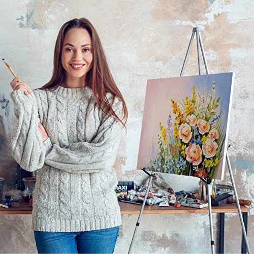 Portable Art Easel Stand 63 Inches - Picture Stands for Display w/Bag - Tabletop Art Easel Stand for Sign, Wedding Signs, Poster Stand, Painting Canvas Stand - Metal Tripod, Easels for Display, 2 Pack - style: 63 Inch Argent Silver (2 pack)