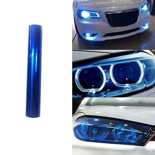 KOMAS 12” X 48” Tint Vinyl Film Sticker Sheet Roll for Car Headlight, Tail Lights, Fog Lights with Squeegee + Cutter (Glossy Dark Blue) - color: Glossy Dark Blue