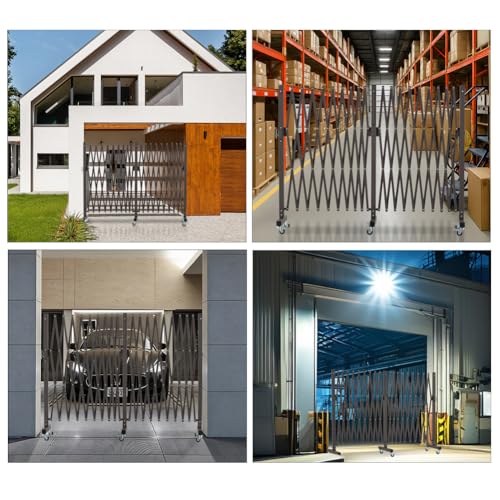 GYMTIME Industrial Expandable Metal Barricade, Safety Barrier with Casters, Flexible Mobile Folding Gate, Adjustable Traffic Fence for Warehouse, Shopping mall, Garden, Brown, 18 Feet, 47 inch High - size: 47 in-18 Feet(H-L)
