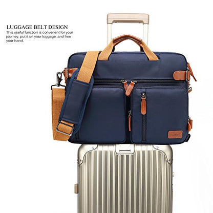 CoolBELL Convertible Backpack Messenger Bag Shoulder Bag Laptop Case Handbag Business Briefcase Multi-Functional Travel Rucksack Fits 17.3 Inch Laptop for Men/Women (Blue) - color: Blue, size: 17.3 Inches