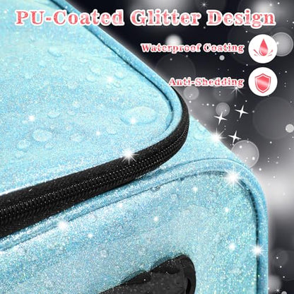 Dance Bag with Garment Rack and Curtain, 28" Rolling Dance Competition Duffle Bag with Garment Rack | Mobile Changing Station Dance Suitcase for Dancer Athlete Livestreamer Cheerleader Cosplayer - color: 28in Glitter Blue
